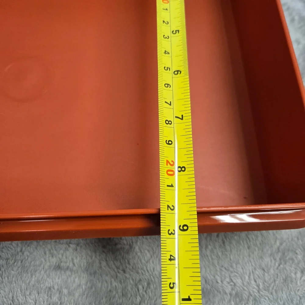 Tupperware Rectangular Storage Container Burnt Orange Rust with Translucent Lid